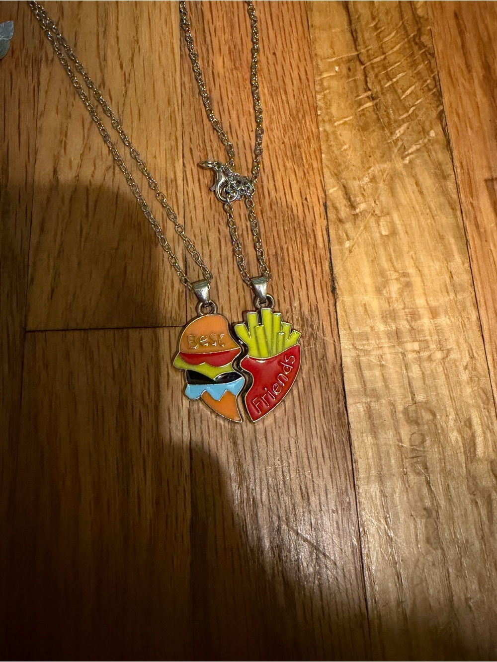 Kids Friendship Burger & Fries Necklace Set - Red, Yellow, Orange